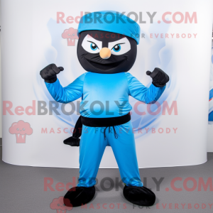 Himmelblå Ninja maskot...