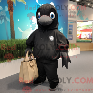 Sort delfin maskot kostume...