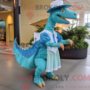 Cyan Spinosaurus maskot...