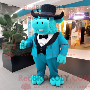 Turquoise Bison mascot...