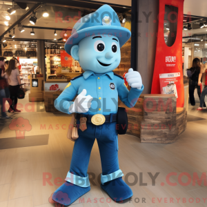 Cyan Fire Fighter mascot...