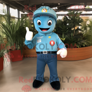 Cyan Fire Fighter mascot...