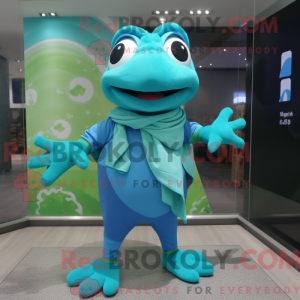 Turkis Frog maskot kostume...