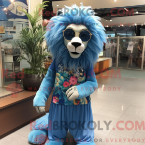 Blue Lion maskot kostume...