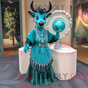 Teal Okapi mascot costume...