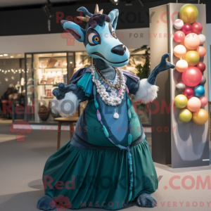 Teal Okapi mascot costume...