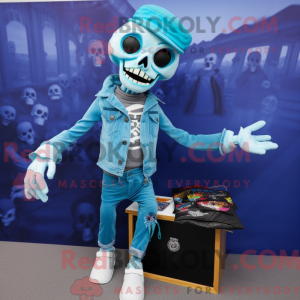 Cyan Undead mascot costume...