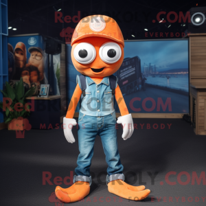 Orange Squid mascot costume...