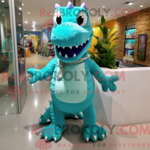 Turquoise Crocodile mascot...