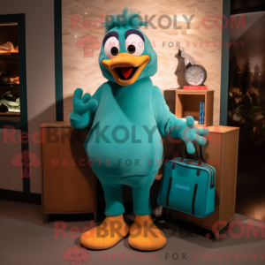 Teal Goulash mascot costume...