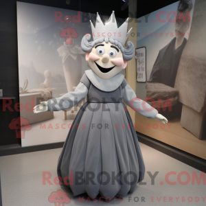 Grå Queen maskot kostume...