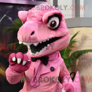 Pink Velociraptor maskot...
