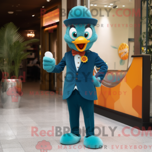 Teal Apricot mascot costume...