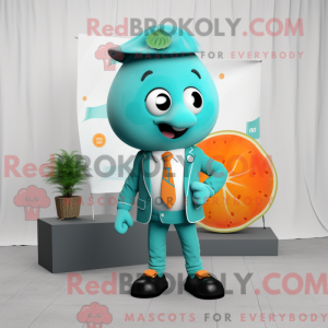 Teal Apricot mascot costume...