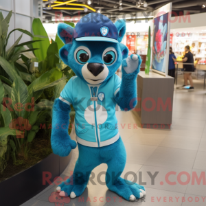 Cyan Lemur mascot costume...