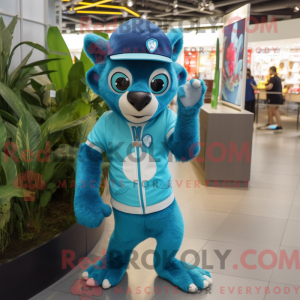 Cyan Lemur maskot kostume...