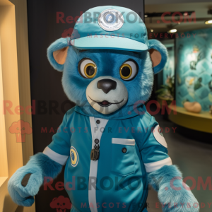 Cyan Lemur maskot drakt...