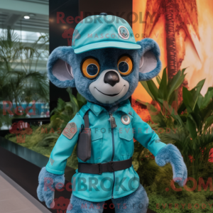 Cyan Lemur maskot kostume...