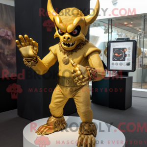 Gold Demon mascot costume...