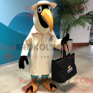 Cream Toucan maskot kostume...