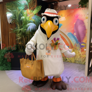 Cream Toucan maskot kostume...