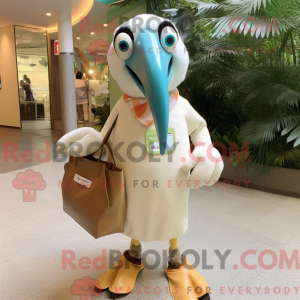 Cream Toucan mascot costume...