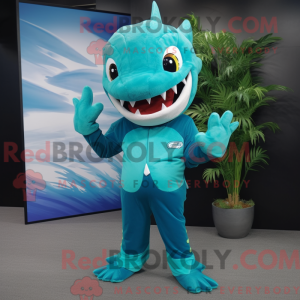 Cyan Barracuda maskot...