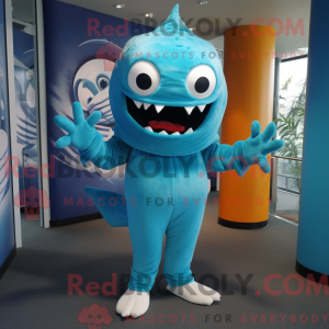 Cyan Barracuda Maskottchen...
