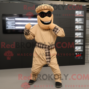 Tan Ninja mascot costume...