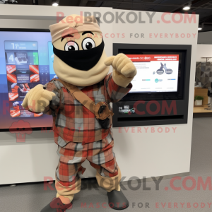 Tan Ninja maskot kostume...