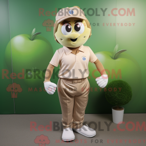 Beige Apple mascot costume...