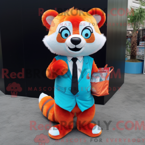 Cyan rød panda maskot...