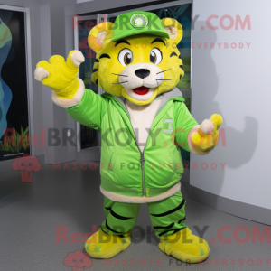 Lime Green Tiger maskot...