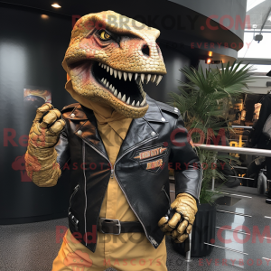 Guld Tyrannosaurus maskot...