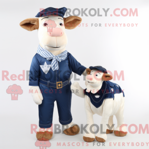 Navy Hereford Cow maskot...