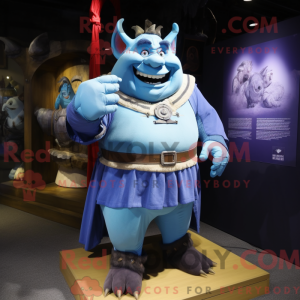 Blauwe Ogre mascottekostuum...