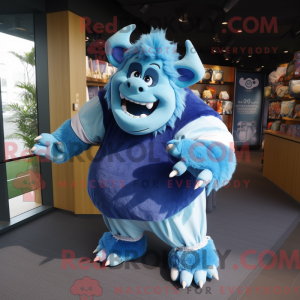 Blue Ogre mascot costume...