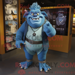 Blauwe Ogre mascottekostuum...