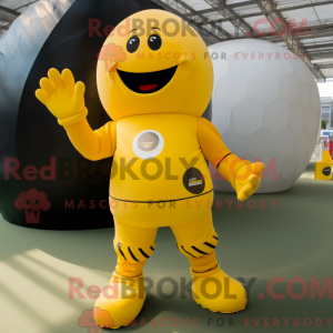 Yellow Rugby Ball mascot...