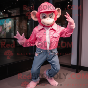 Pink Monkey mascot costume...