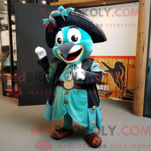 Teal Pirate mascot costume...