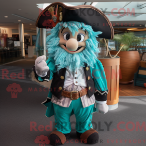 Teal Pirate mascot costume...