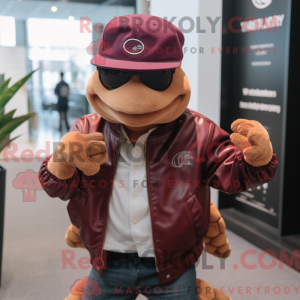 Maroon havskildpadde maskot...