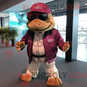 Maroon havskildpadde maskot...