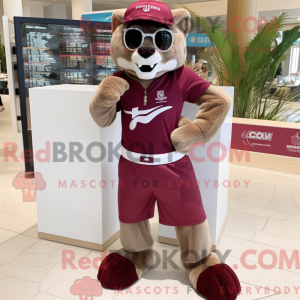Maroon Puma mascot costume...