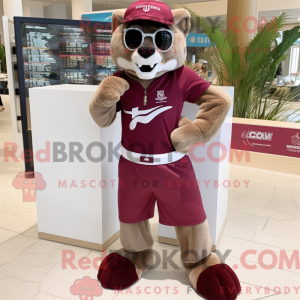 Maroon Puma maskot kostume...