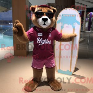Maroon Puma mascot costume...