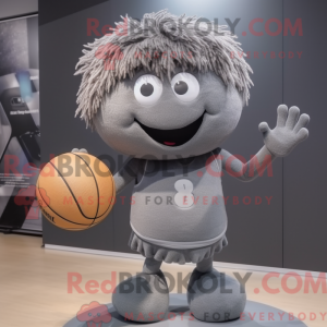 Gray Basketball Ball mascot...