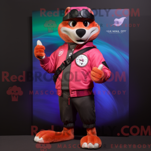 Magenta laks maskot kostume...