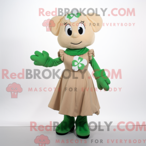 Tan Four Leaf Clover mascot...
